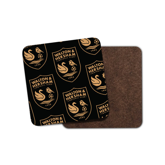 Black and Gold Repeat Crest Coaster